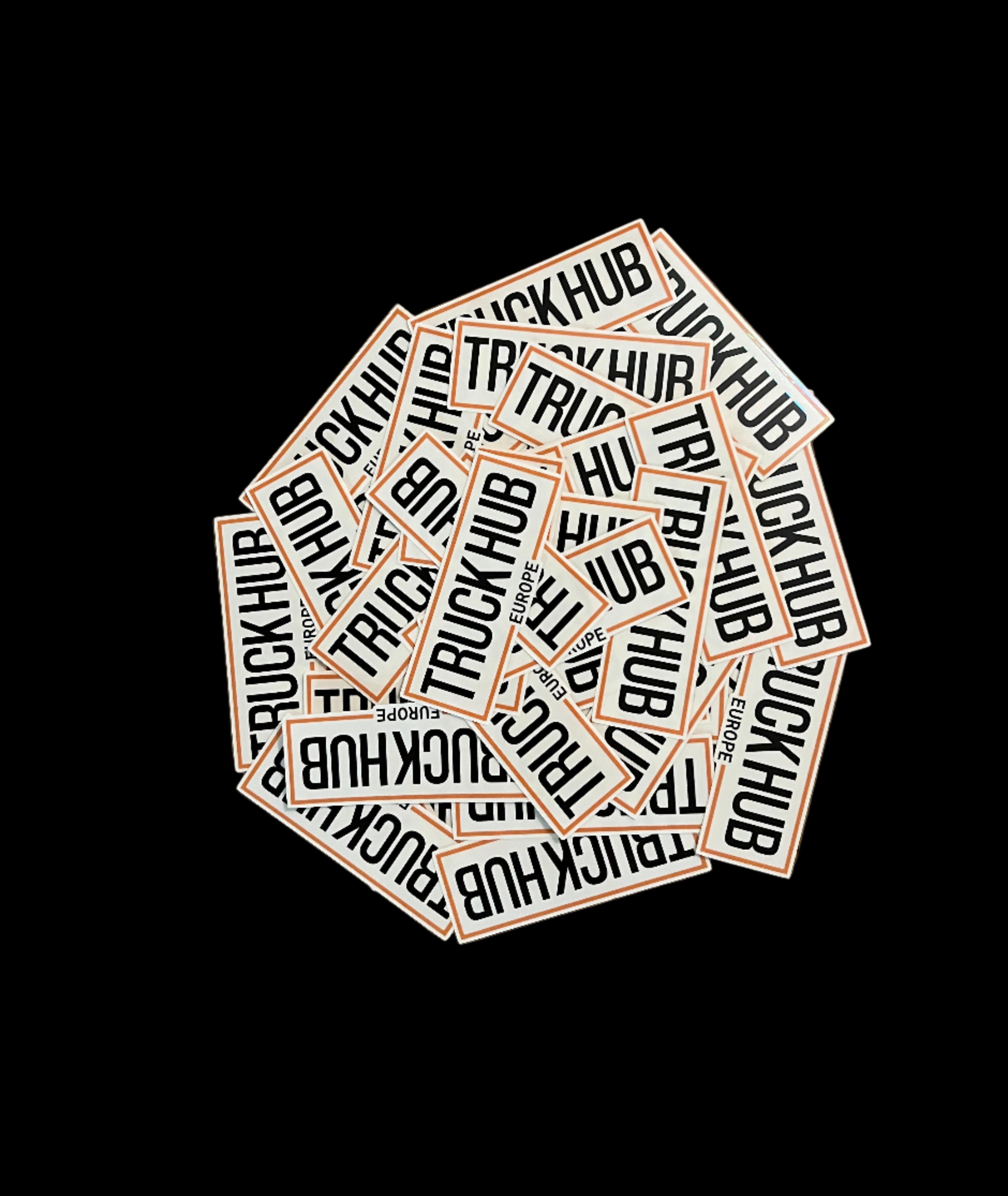 TruckHub Europe Sticker – rechteckiger Aufkleber mit schwarzem TruckHub Logo, hochwertiges Merchandise für Trucker und Fans der europäischen Truck-Kultur
