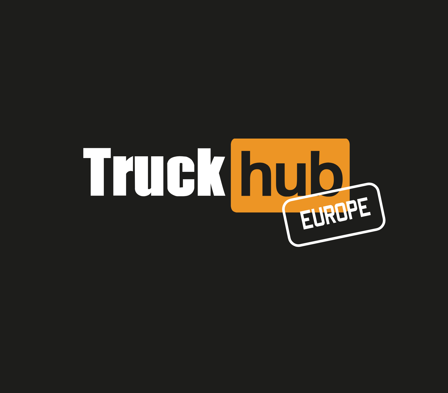 TruckHub Europe Sticker – weißer Aufkleber mit schwarzem und orangem TruckHub Logo, hochwertiges Merchandise für Trucker und Fans der europäischen Truck-Kultur